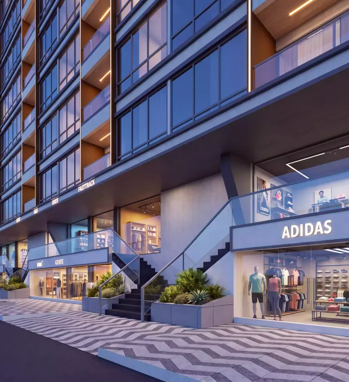 Uptown Plaza Ambegaon Pathar - the retail promenade at street level