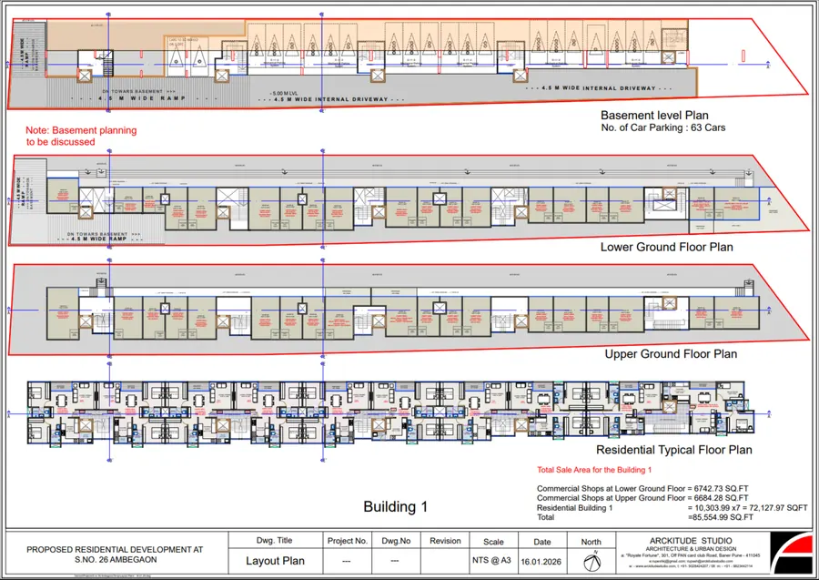 Building 1 - layout plan - Uptown Plaza, Ambegaon Pathar, Pune